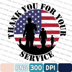 Patriotic Memorial Day Png, Thank You For Your Service Png, Vintage Us Flag Veteran Thank You Png