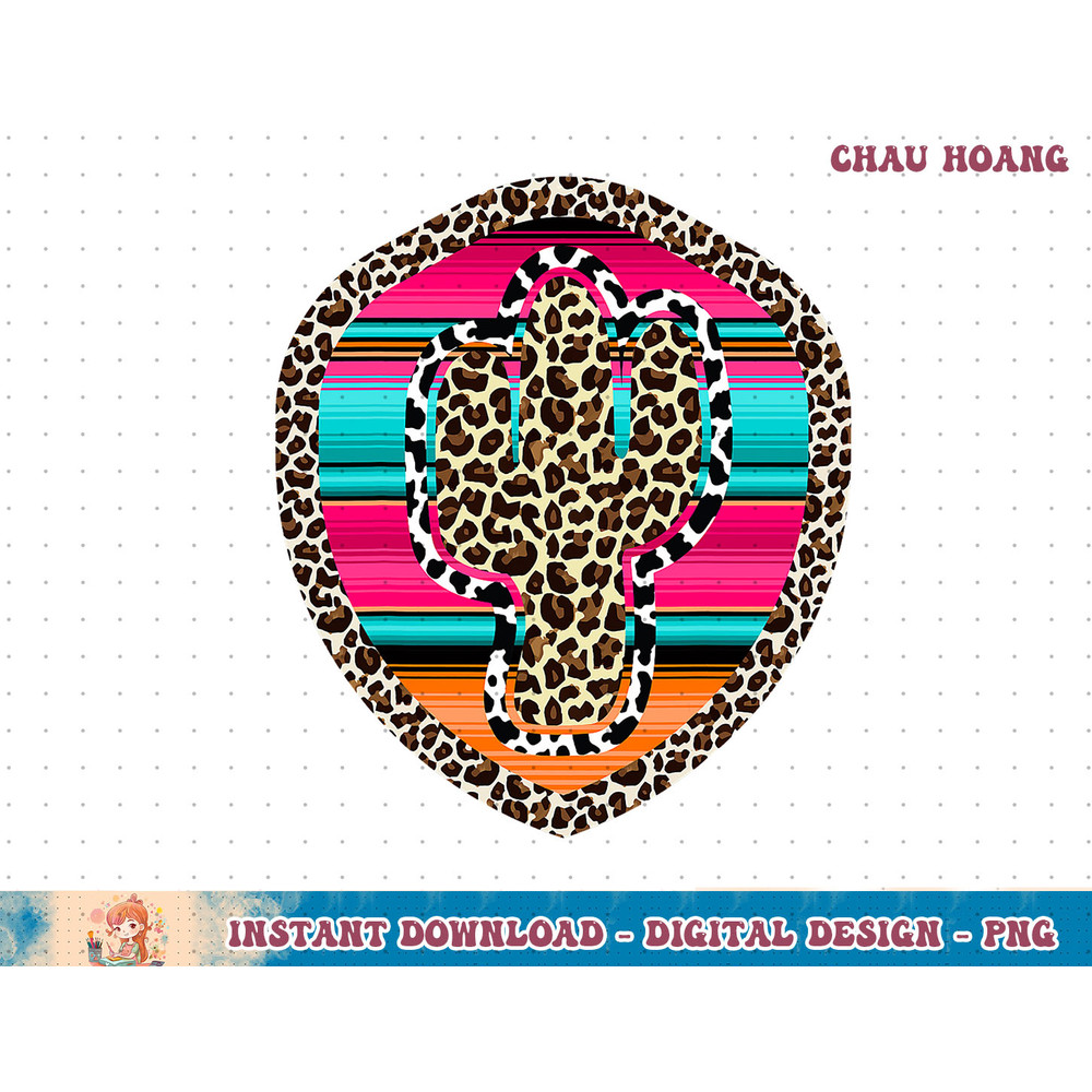 Serape Cactus Western Leopard Cow print cowgirl T-Shirt copy.jpg