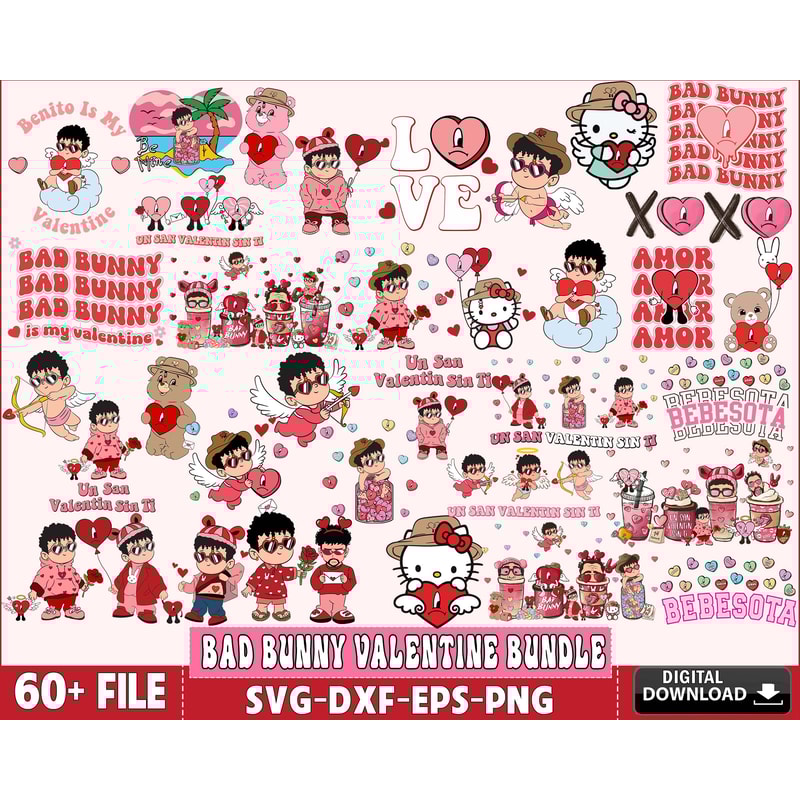 60+ file Bad bunny valentine bundle svg.jpg