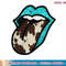 Turquoise Lips Cowhide Print Tongue Western Southern Women T-Shirt copy.jpg