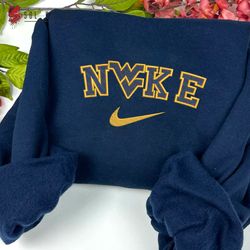 Nike West Virginia Mountaineers Embroidered Sweatshirt, NCAA Embroidered Sweater, West Virginia Shirt, Unisex Shirts