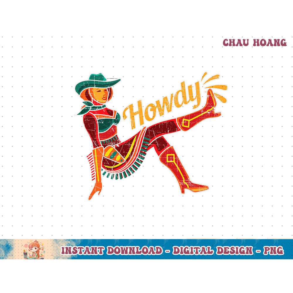 Western Country Southern Cowgirl Distressed Howdy Girl T-Shirt copy.jpg