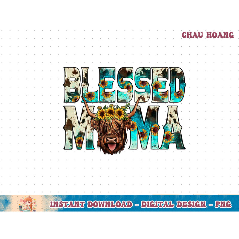 Western Cowhide Turquoise Scottish Highland Hairy Cow Lover Sweatshirt copy.jpg