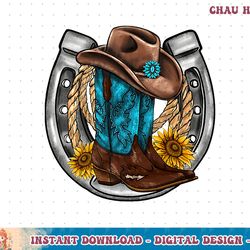western horseshoe cowboy boots hat rope sunflower rodeo dad t-shirt copy png