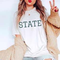 michigan state shirt, state t-shirt, msu shirt, spartan shirt, comfort colors tee, michigan shirt, msu football shirt, m