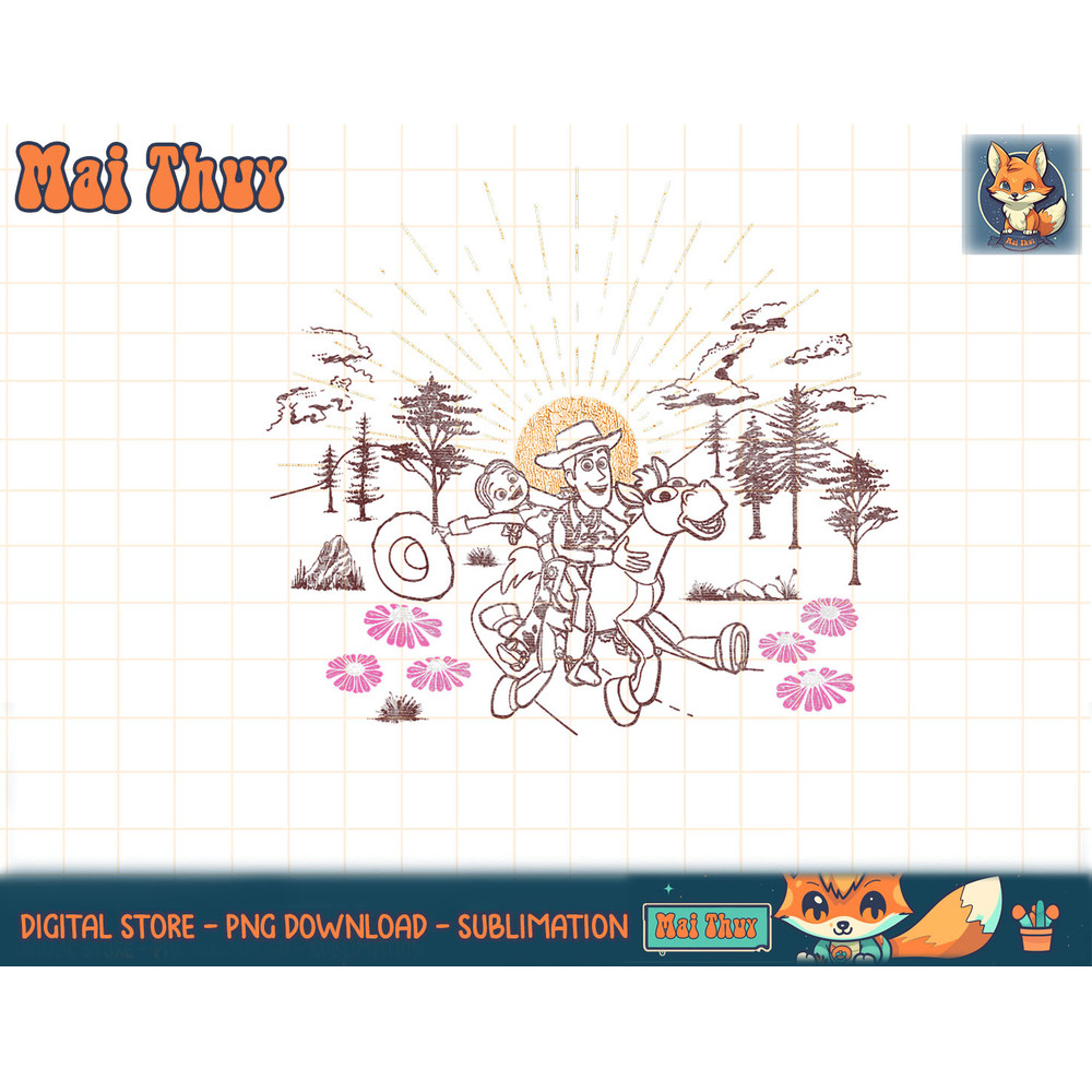 Disney Pixar Toy Story Woody Jessie Bullseye Line Art T-Shirt copy.jpg