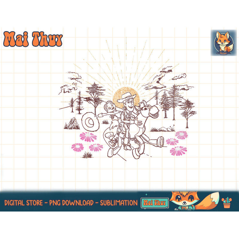 Disney Pixar Toy Story Woody Jessie Bullseye Line Art T-Shirt copy.jpg