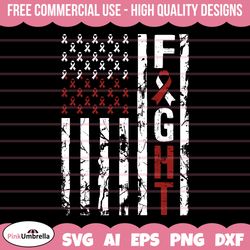 laryngeal cancer fight usa flag svg, cancer ribbon svg,  laryngeal cancer awareness svg,  burgundy and white ribbon svg
