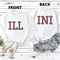 illinois sweatshirt, illini front and back crewneck, vintage illini crewneck, university of illinois sweatshirt, uofi bl