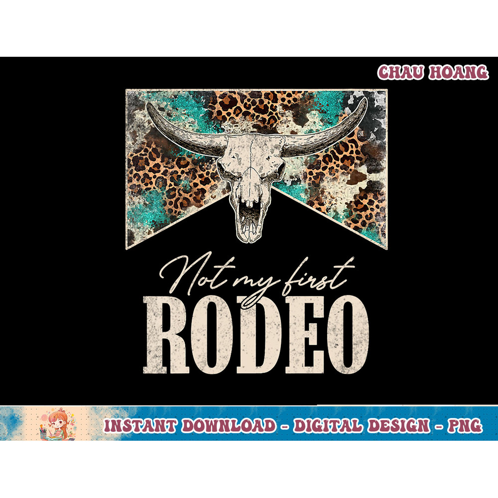 Womens Leopard Bull Skull Western Life Country Not My First Rodeo V-Neck T-Shirt copy.jpg