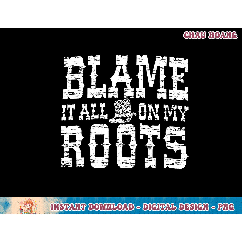 Womens Retro Cowboy Boots Hat Blame It On My Roots Western Cowgirls V-Neck T-Shirt copy.jpg