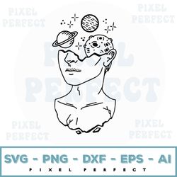 astronaut in space clipart svg, cute spaceman cut file, cup of universe svg, cosmos cut file for cricut, silhouette svg