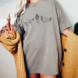 wildflower vintage graphic t-shirt for women, plant shirt, comfort colors floral shirt, flower shirt for women, vintage