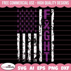 pancreatic cancer fight usa flag svg, cancer ribbon svg, pancreatic cancer awareness svg, purple ribbon svg, svg cut f