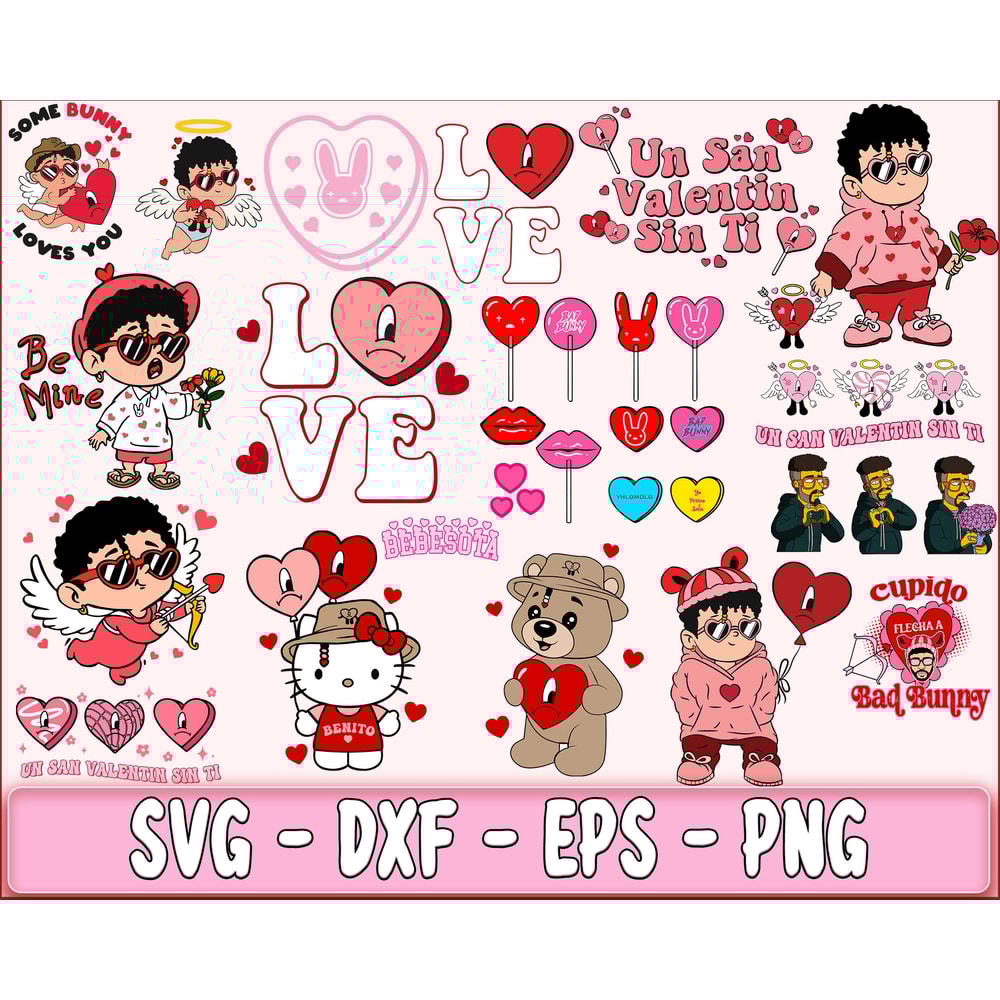 300+ file Bad Bunny valentine bundle SVG , Bad Bunny valentine 2 kingbundlesvg (2).jpg