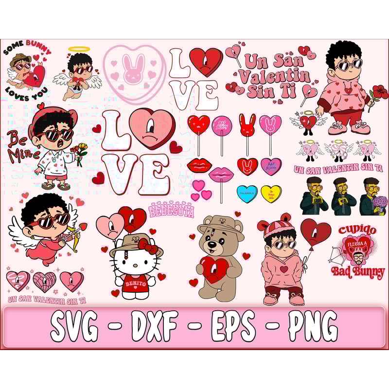 300+ file Bad Bunny valentine bundle SVG , Bad Bunny valentine 2 kingbundlesvg (2).jpg