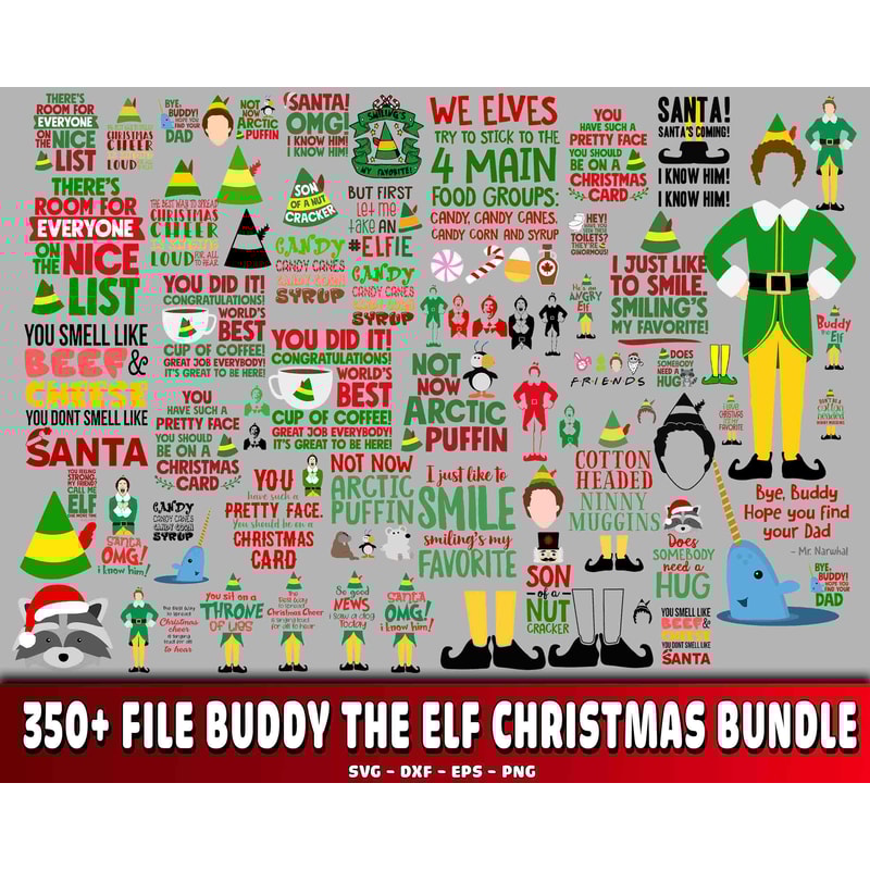 350+ file Buddy The Elf Christmas bundle svg.jpg