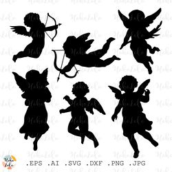 angel svg silhouette cricut files stencil template dxf cricut download