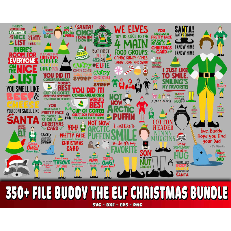 350+ file Buddy The Elf Christmas bundle svg.jpg