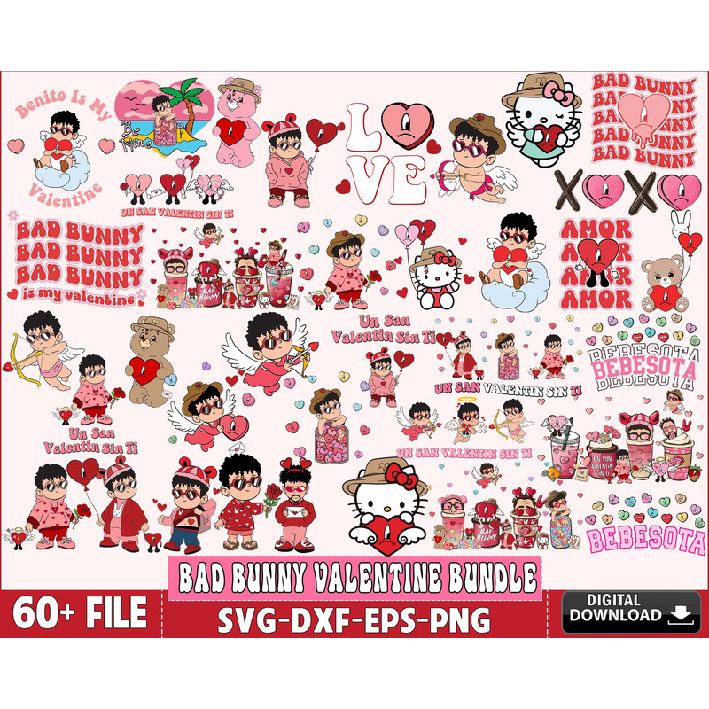 60+ file Bad bunny valentine bundle svg.jpg
