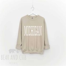 oversized michigan sweatshirt, throwback michigan crewneck sweatshirt, michigan shirt, michigan gift, college student gi