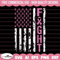 breast cancer fight usa flag svg, cancer ribbon svg, breast cancer awareness svg, pink  cancer ribbon svg, svg cut file