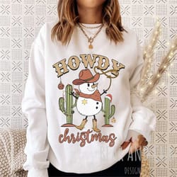 howdy christmas sweatshirt, country christmas crewneck, ugly sweater party, holiday crewneck, western christmas sweatshi