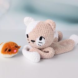 Comforter cat, Kitten lovey, Crochet doll snuggler, Pattern baby doll, Amigurumi pattern, Crochet cat pattern, tutorial.