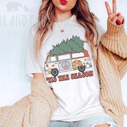 tis the season retro t-shirt, vintage christmas tree shirt, cute t-shirt for christmas, holiday tee for women, merry t-s