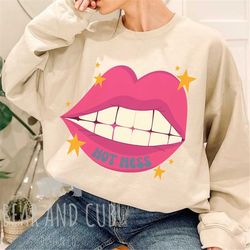 hot mess lips crewneck sweatshirt, hot mess graphic aesthetic sweatshirt, unisex oversized trendy sweatshirt, preppy swe