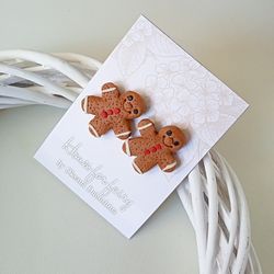 Gingerbread studs earrings/Christmas earrings/Xmax posts/Celebration gift/NEW YEAR Party Earrings/Holiday earrings