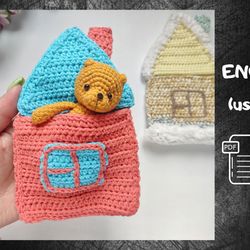 amigurumi patterns set 2 in 1 / bear and crochet house for animals / small toys / easy crochet pattern in english pdf