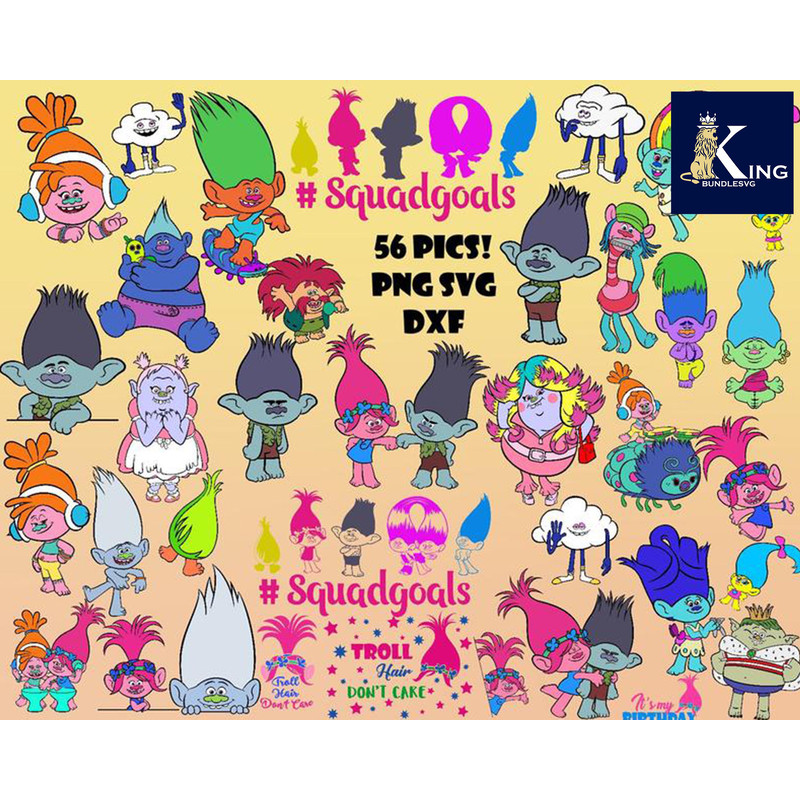 56 pics Trolls Squadgoals Svg,Troll Poppy Hair png, svg, dxf.jpg