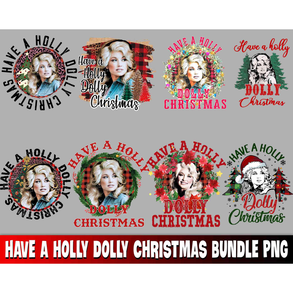 8 Have A Holly Dolly christmas bundle png kingbundlesvg.jpg