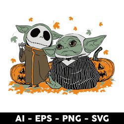 jack skellington and baby yoda svg, jack skellington svg, baby yoda svg, star wars svg, halloween svg - digtal file