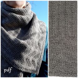Comfy Asymmetrical Shawl Knitting Pattern for Beginner Easy Textured Design with Knit and Purl Stitches Pattern