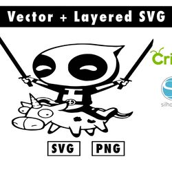 deadpool unicorn decal svg & png files for cricut machine , anime svg , manga svg , goku svg