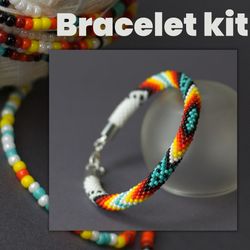diy kit ethnic style bracelet, hand bead crochet kit, beading kit bracelet, diy kit beaded bracelet, rope bracelet kit