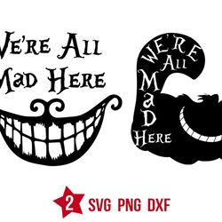 Alice In Wonderland quotes svg, Cheshire Cat svg, Mad Hatter svg png