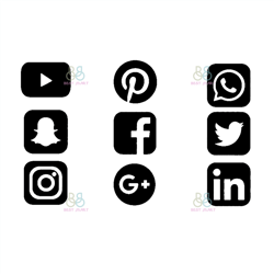 social media symbols svg, youtube svg, social media logo svg, brand logo svg, instant download