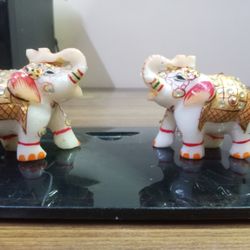 Bring Prosperity to Your Home with Our Handcrafted Marble Elephant Pair (Marble Handicrafts)