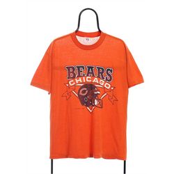 Vintage Logo 7 NFL 90s Chicago Bears Sports Orange TShirt - Medium