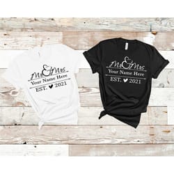 mr. & mrs. est. 2021 customized shirts, matching wife husband shirts, family matching shirts, newly wed customized shirt