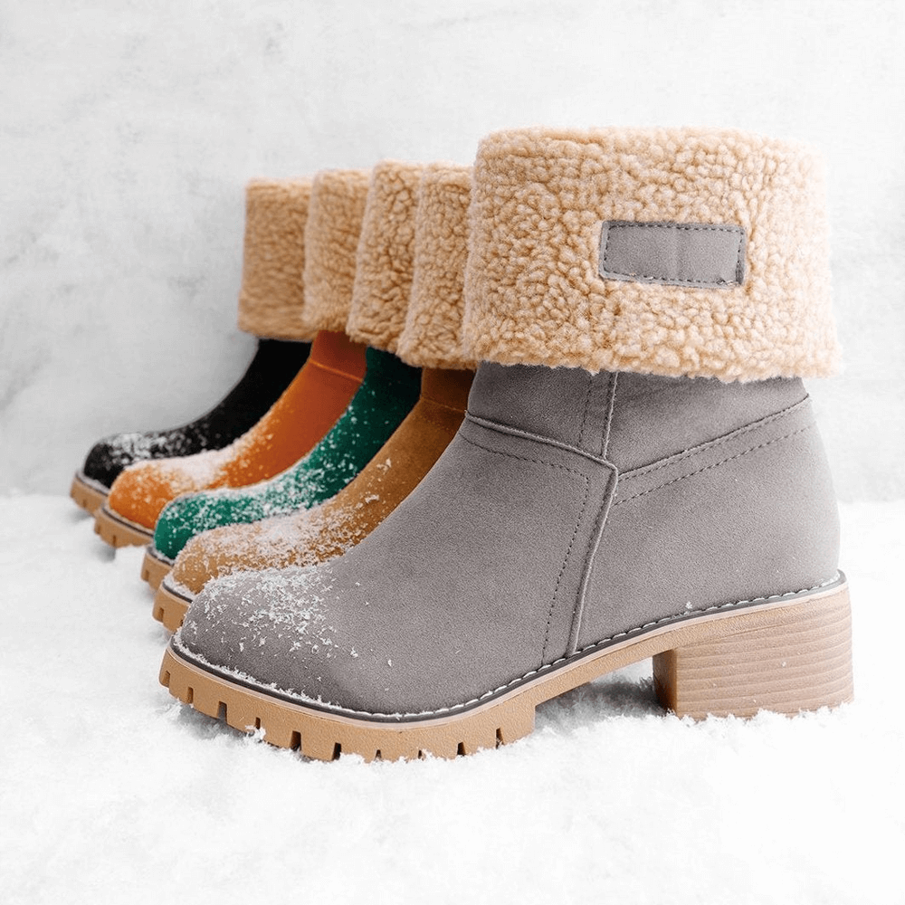 Women's Classy Block Heel Snow Boots