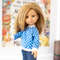 13-inch doll Paola Reina in a blue sweatshirt with white stars for Independence Day on July 4th