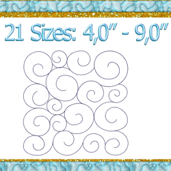 Quilting Swirls Quilt block embroidery designs Trapunto Embroidery file