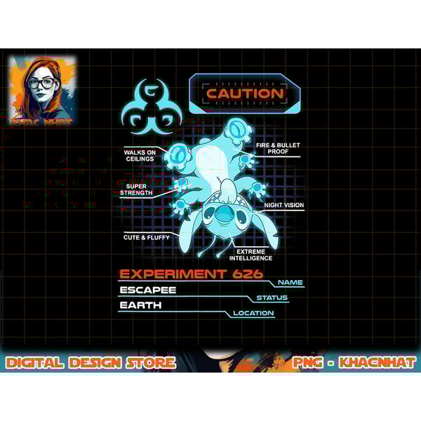 Disney Lilo & Stitch Experiment 626 Status Blue Grid T-Shirt - Inspire ...