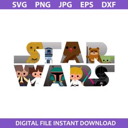 star wars logo svg, star wars chibi svg, star wars svg, png jpg dxf eps digital file
