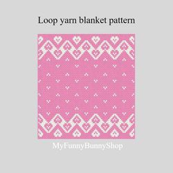 Loop yarn Pink Hearts Boarder blanket pattern PDF