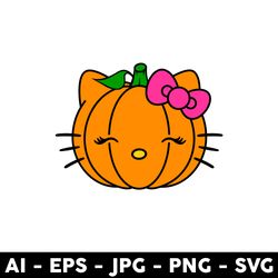 hello kitty with pumpkin svg, hello kitty svg, pumpkin svg, halloween svg, cartoon svg - digital file